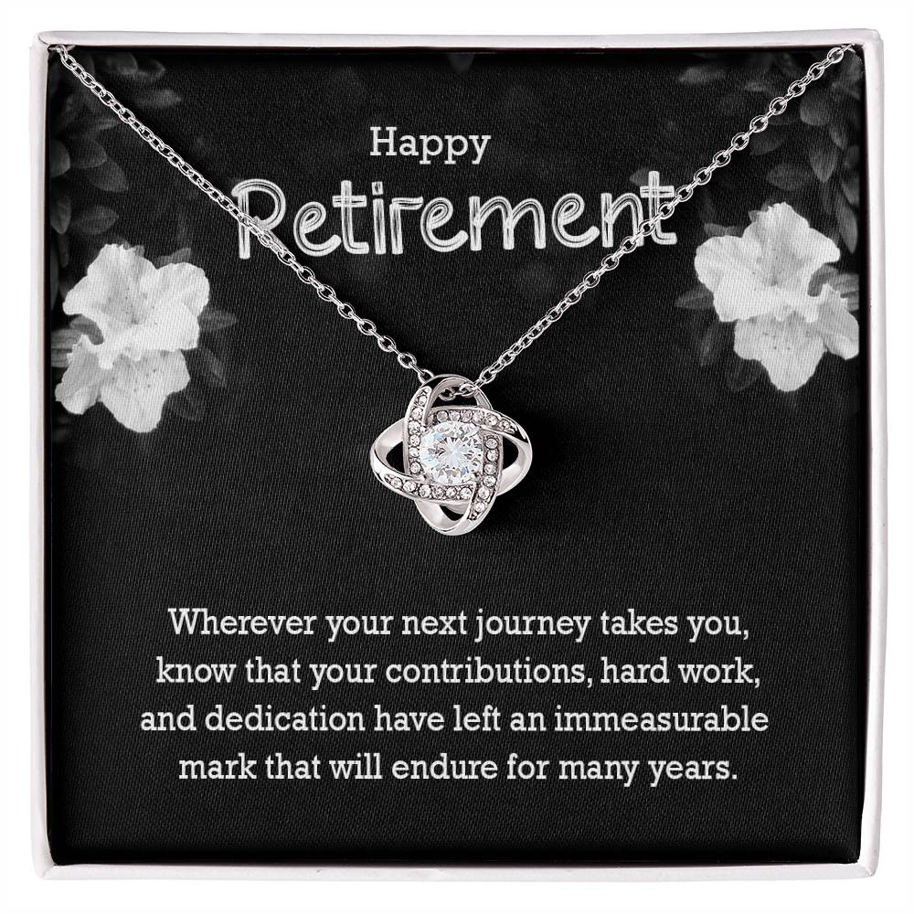 Retirement Gifts for Women Necklace, Farewell Gifts, Best Retirement Gifts Ideas, 14K White Gold Plated Cubic Zirconia Love Knot