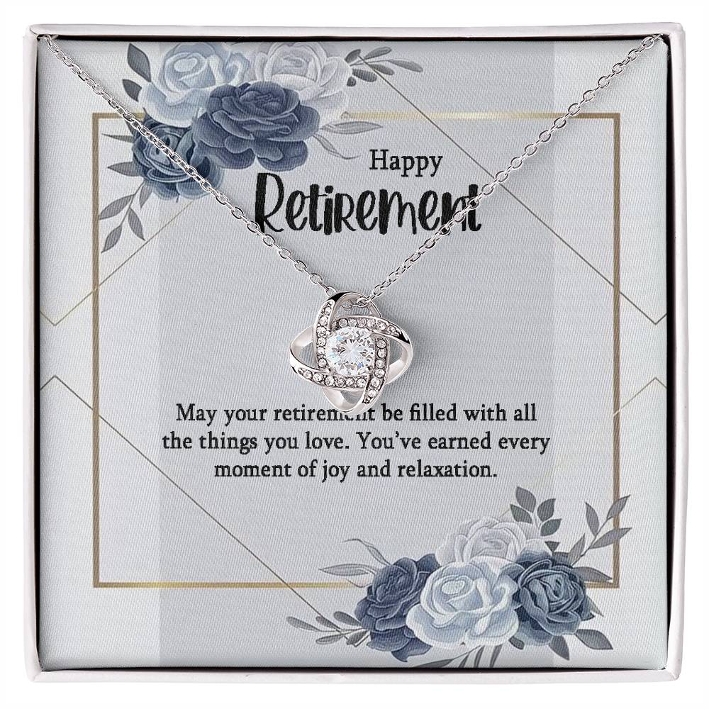 Retirement Gifts for Women Necklace, Farewell Gifts, Best Retirement Gifts Ideas, 14K White Gold Plated Cubic Zirconia Love Knot