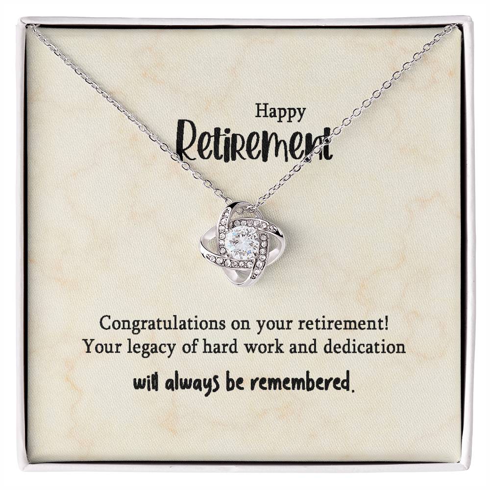 Retirement Gifts for Women Necklace, Farewell Gifts, Best Retirement Gifts Ideas, 14K White Gold Plated Cubic Zirconia Love Knot