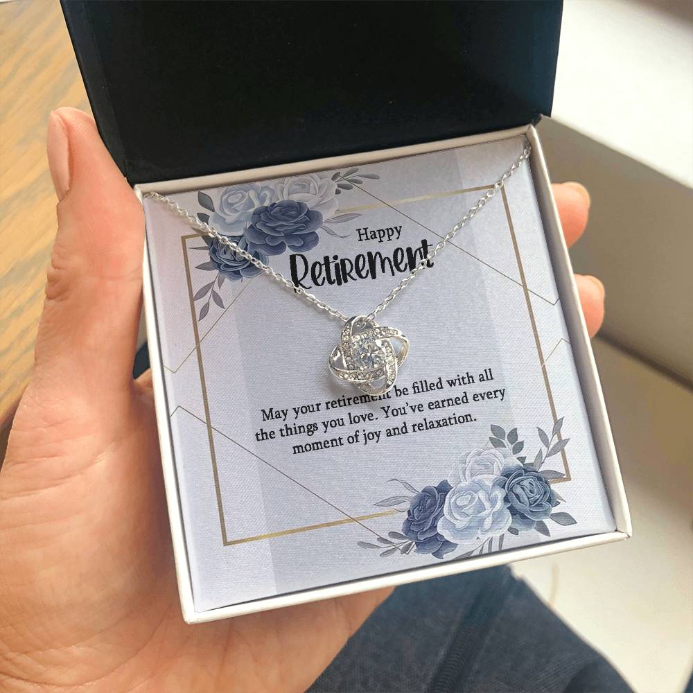Retirement Gifts for Women Necklace, Farewell Gifts, Best Retirement Gifts Ideas, 14K White Gold Plated Cubic Zirconia Love Knot